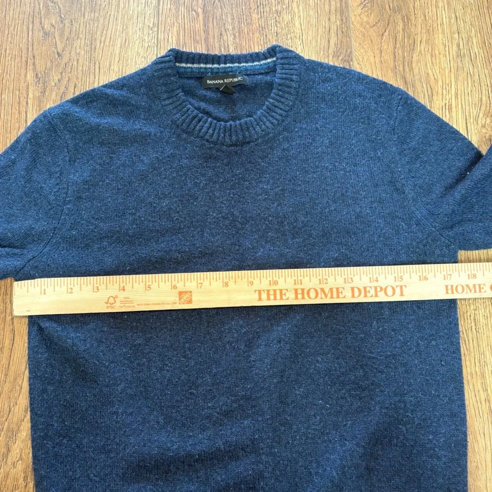 Banana Republic Mens Dark Blue‎ Heather Wool Blend Crew Neck Knit Sweater Small